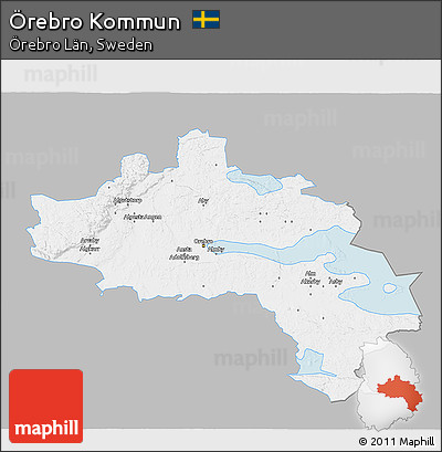 Gray 3D Map of Örebro Kommun, single color outside