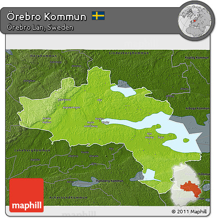 Physical 3D Map of Örebro Kommun, darken