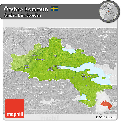 Physical 3D Map of Örebro Kommun, lighten, desaturated