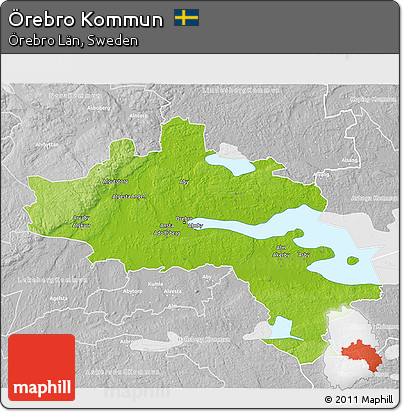 Physical 3D Map of Örebro Kommun, lighten, desaturated