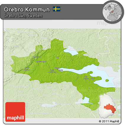 Physical 3D Map of Örebro Kommun, lighten