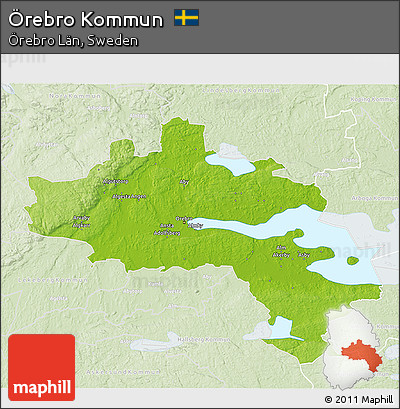 Physical 3D Map of Örebro Kommun, lighten