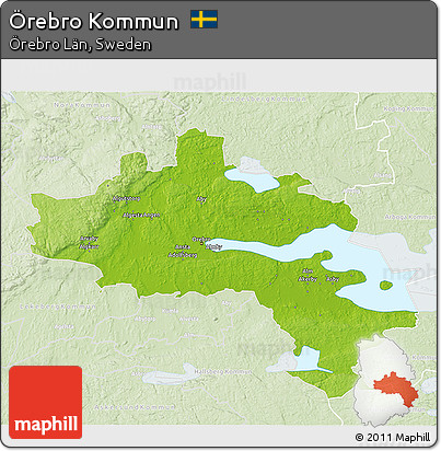 Physical 3D Map of Örebro Kommun, lighten