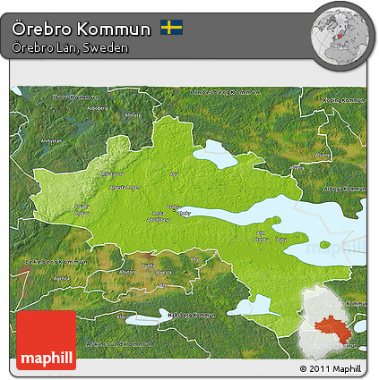 Physical 3D Map of Örebro Kommun, satellite outside