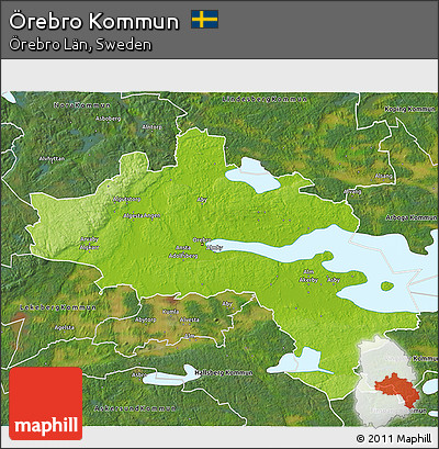 Physical 3D Map of Örebro Kommun, satellite outside