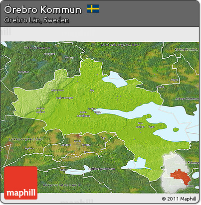 Physical 3D Map of Örebro Kommun, satellite outside