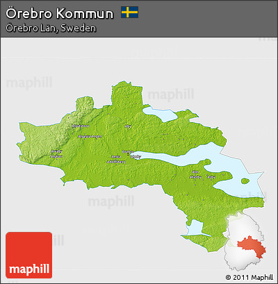 Physical 3D Map of Örebro Kommun, single color outside