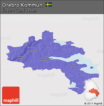 Political 3D Map of Örebro Kommun, cropped outside
