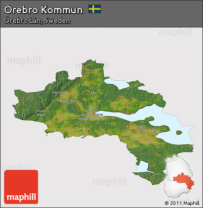 Satellite 3D Map of Örebro Kommun, cropped outside