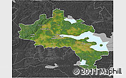 Satellite 3D Map of Örebro Kommun, darken, desaturated
