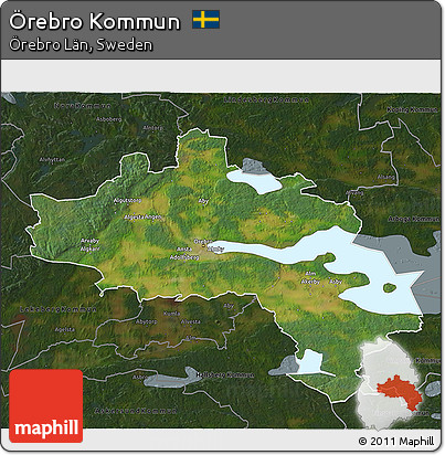 Satellite 3D Map of Örebro Kommun, darken