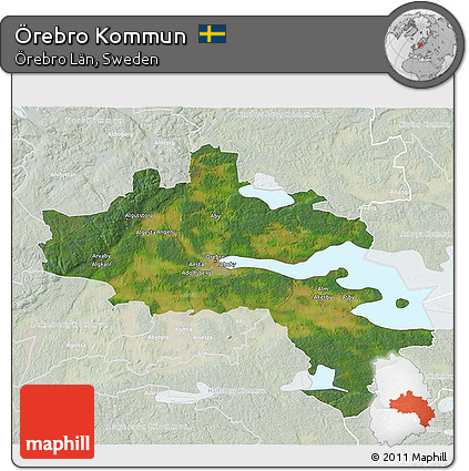 Satellite 3D Map of Örebro Kommun, lighten