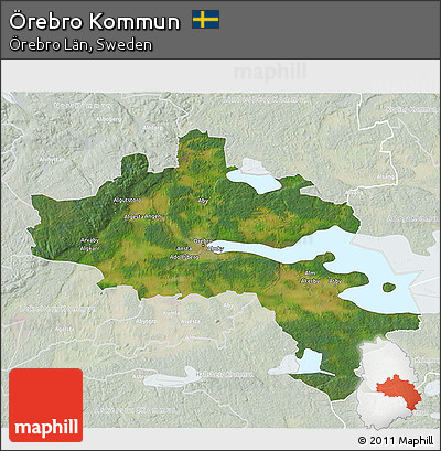 Satellite 3D Map of Örebro Kommun, lighten