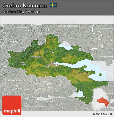 Satellite 3D Map of Örebro Kommun, lighten, semi-desaturated