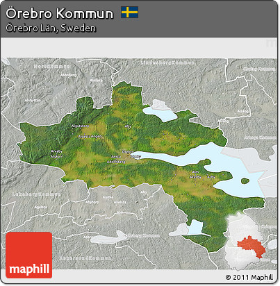 Satellite 3D Map of Örebro Kommun, lighten, semi-desaturated