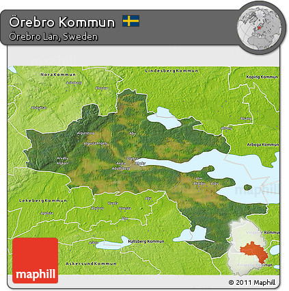 Satellite 3D Map of Örebro Kommun, physical outside
