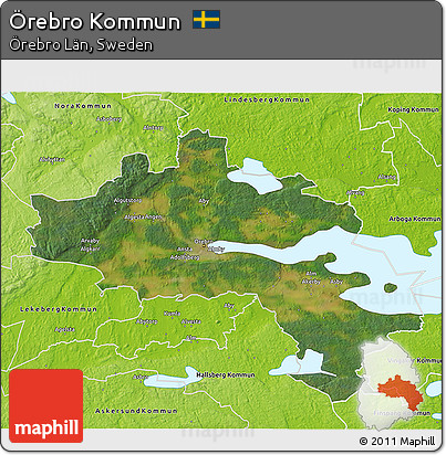 Satellite 3D Map of Örebro Kommun, physical outside