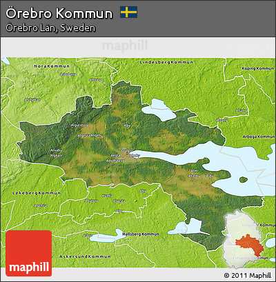 Satellite 3D Map of Örebro Kommun, physical outside