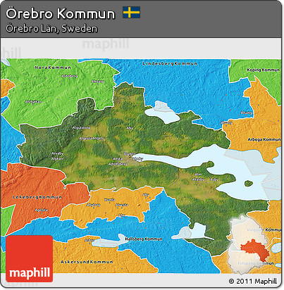 Satellite 3D Map of Örebro Kommun, political outside