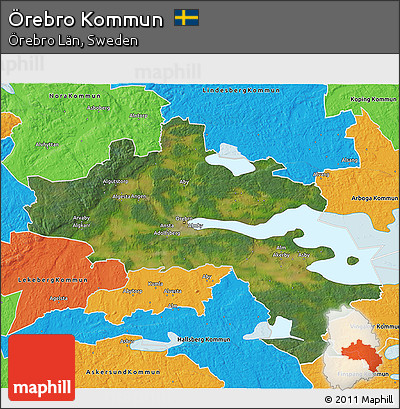 Satellite 3D Map of Örebro Kommun, political outside