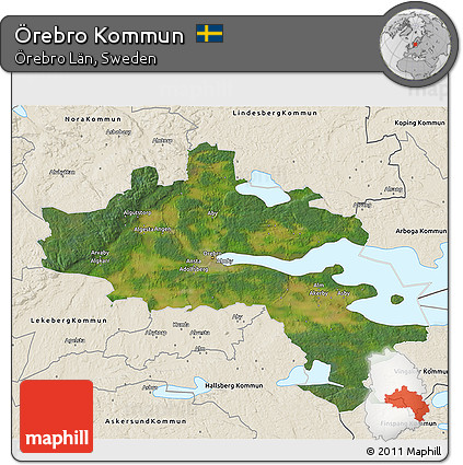 Satellite 3D Map of Örebro Kommun, shaded relief outside