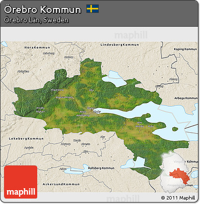 Satellite 3D Map of Örebro Kommun, shaded relief outside