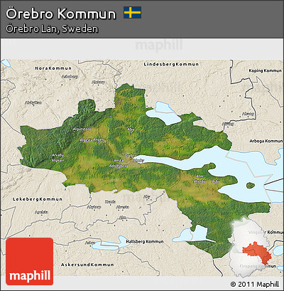 Satellite 3D Map of Örebro Kommun, shaded relief outside