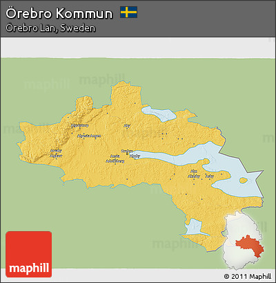 Savanna Style 3D Map of Örebro Kommun, single color outside