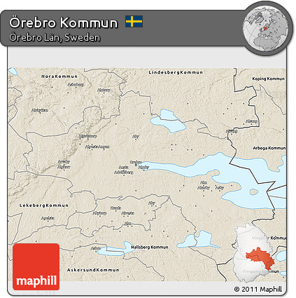 Shaded Relief 3D Map of Örebro Kommun