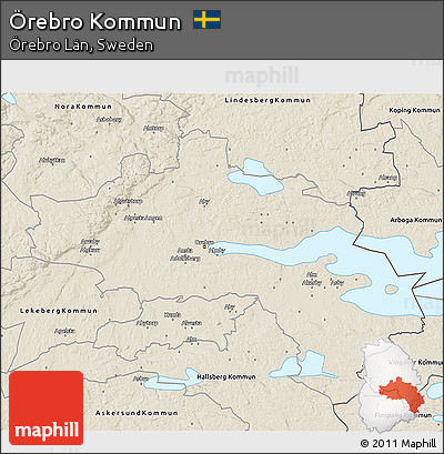Shaded Relief 3D Map of Örebro Kommun