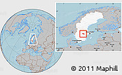 Gray Location Map of Örebro Kommun, highlighted country, within the entire country, hill shading