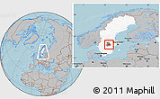 Gray Location Map of Örebro Kommun, highlighted country, highlighted parent region, within the entire country, hill shading