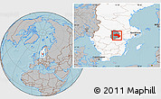 Gray Location Map of Örebro Kommun, highlighted country, highlighted parent region, hill shading