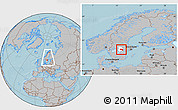 Gray Location Map of Örebro Kommun, highlighted parent region, within the entire country, hill shading