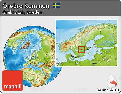 Physical Location Map of Örebro Kommun, within the entire country
