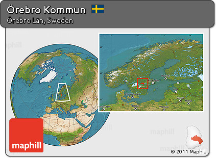 Satellite Location Map of Örebro Kommun, within the entire country