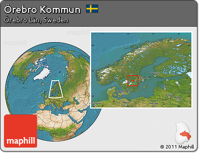 Satellite Location Map of Örebro Kommun, within the entire country