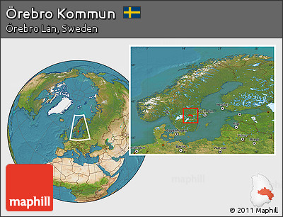 Satellite Location Map of Örebro Kommun, within the entire country