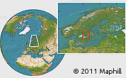 Satellite Location Map of Örebro Kommun, within the entire country