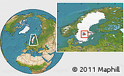 Satellite Location Map of Örebro Kommun, highlighted country, highlighted parent region, within the entire country
