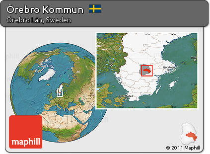 Satellite Location Map of Örebro Kommun, highlighted country, highlighted parent region