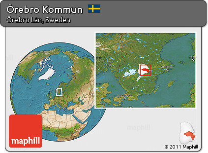 Satellite Location Map of Örebro Kommun, highlighted parent region