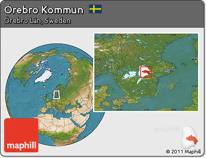 Satellite Location Map of Örebro Kommun, highlighted parent region