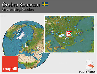 Satellite Location Map of Örebro Kommun, highlighted parent region