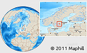 Shaded Relief Location Map of Örebro Kommun, within the entire country