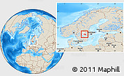Shaded Relief Location Map of Örebro Kommun, highlighted parent region, within the entire country