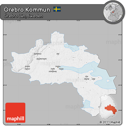 Gray Map of Örebro Kommun, single color outside