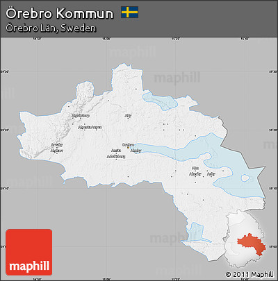 Gray Map of Örebro Kommun, single color outside
