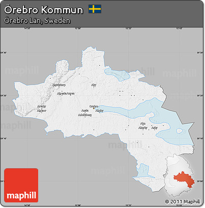 Gray Map of Örebro Kommun, single color outside