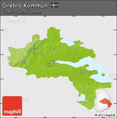 Physical Map of Örebro Kommun, cropped outside